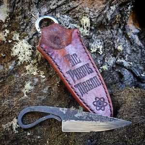 Sic Parvis Magna Blacksmith Knife with Sheath