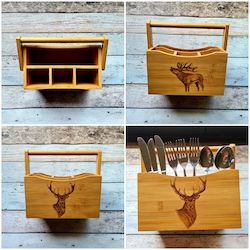 Adult, community, and other education: Bamboo Cutlery Holder - Stags