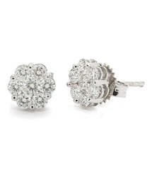 Jewellery: 18ct White Gold Diamond Cluster Earrings