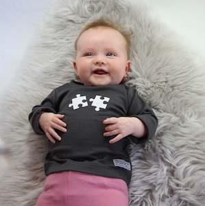 Merino Baby Top - Jigsaw Print - MBT5