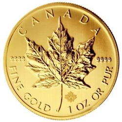Oz gold canadian maple leaf coin