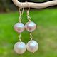 White and pink freshwater pearl earrings