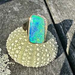 Australian opal doublet ring