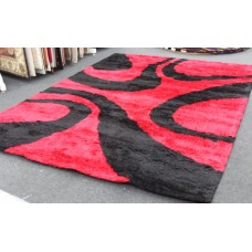 Floor covering: Super soft extra thick kyra opawa designer shaggy rug red &. Black 250x350cm