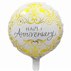 Gold Detail Anniversary Happy Balloon