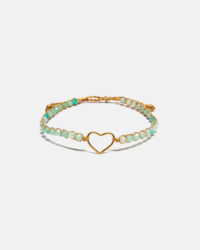 Gemstone Heart: Amazonite Heart Bracelet | Gold