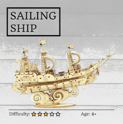 Hobby equipment and supply: Sailing Ship 3D Wooden Puzzle