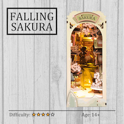 Falling Sakura DIY Book Nook 3D Wooden Puzzle