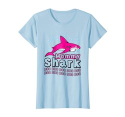 Womens Mommy Shark T Shirt Mother Grandma Christmas Gifts Shirts.