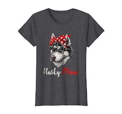 Womens Funny Bandana Husky Mom Gifts T-Shirt Cute Husky Dog Mom