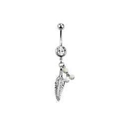 Feather & Ball Navel/Belly Bar (Surgical Steel)