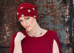 Clothing accessory: Jewel Turban - Red Golden Flower