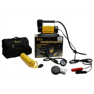 Portable T-Max Air Compressor With coiled air line and gauge G Rover and Son