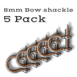 Snap D Bow Shackles: 5 Pack Bow Shackles (8MM - 1000KG) & 2 Free Anti Theft Clips
