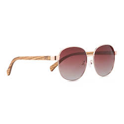 Adult Sunglasses: CLEO Bloom -  Rose Gold Metal Frame l Brown Gradient Lens l Walnut Arms