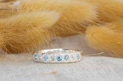 Jewellery manufacturing: Subtle Band with Blue and White Topaz - Sterling Silver