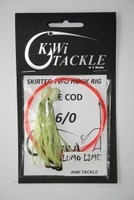 Retailing: Kiwi Tackle 6/0 Longshank Lumo Lime Blue Cod 2 Hook Ledger Rig