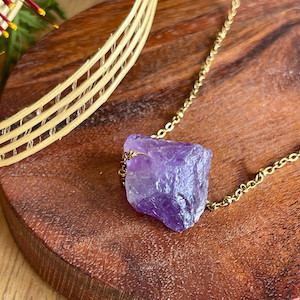 Amethyst rough crystal necklace Strength Within