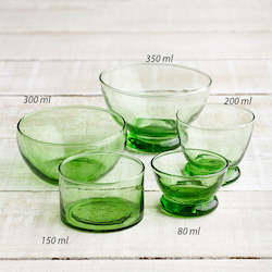 Beldi Hand Blown Moroccan Glasses: Beldi Glass Bowls - Green -   5 styles