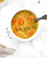 All Vegetarian Meals: Free Range Chicken & Vege Soup with Israel Couscous