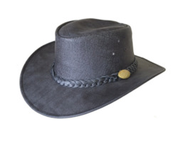 Maverick Outback Leather Hat - Black Coal