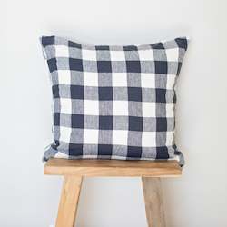 Ink Grid Linen Cushion Cover