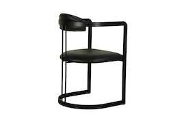 TNC Dining Chair, Black Leather and Steel Frame