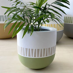Small Pick Up Sticks Plant Pot in Sage Green and Beige
