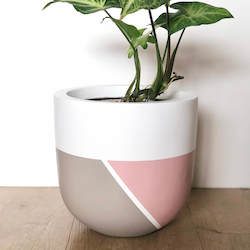 Small Split Difference Plant Pot in Pink and Oatmeal