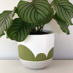 Small Dipped Boldly Bloom Plant Pot in Olive Green & Dove Grey