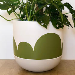 Medium Dipped Boldly Bloom Plant Pot in Olive Green & Dove Grey