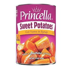 General store operation - mainly grocery: Princella Cut Sweet Potatoes Yams 15oz