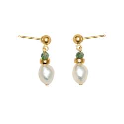 Gleaming Emerald & Pearl Droplet Earring