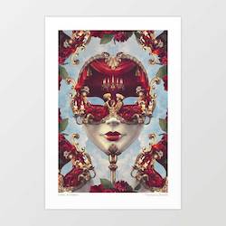 'Floral Decadence' Venetian Mask Art Print by Vertigo Artography