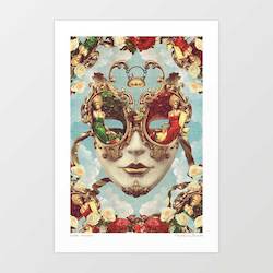 Artist: 'Floral Opulence' Venetian Mask Art Print by Vertigo Artography.
