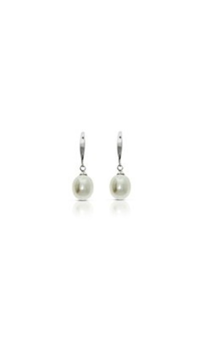 9ct white gold freshwater pearl drop earrings from Walker and Hall Jeweller - Walker & Hall