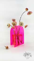 Neon Pink Acrylic Arch Vase