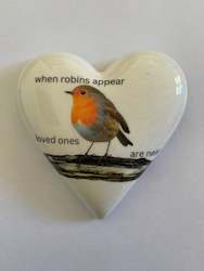 Limited Edition Hearts: Decoupaged  Hanging Heart-When Robins Appear
