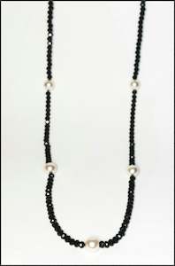 Pearl & Black Crystal Necklace