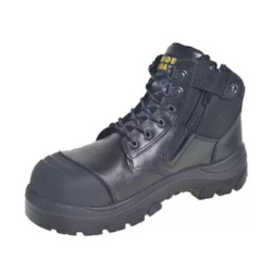 Footwear: 690BZN - Black Side Zip Lace Up Non-Safety Boot 15cm (6")