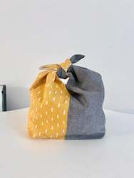 Japanese Style Mini Obento Bag (yellow/chambray)
