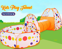 KIDS PLAY TENT WITH TUNNEL Orange