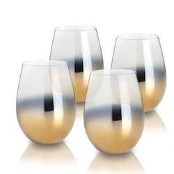 Kitchenware wholesaling: Cariso Gold stemless glasses set of 4 gift boxed